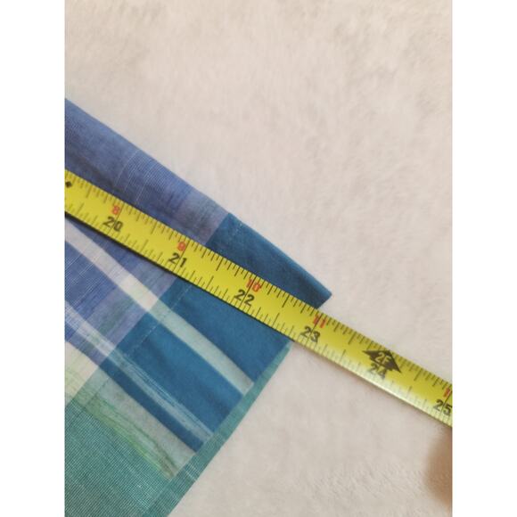 Perry Ellis Shirt Mens 3XLT XXXL Tall Blue Green Plaid 100% Cotton Short Sleeve - Picture 8 of 10